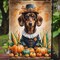 Edge Collections - 11.25" X 15.5" - Multicolor - Chocolate Dachshund Thanksgiving Garden Flag - 1 Piece